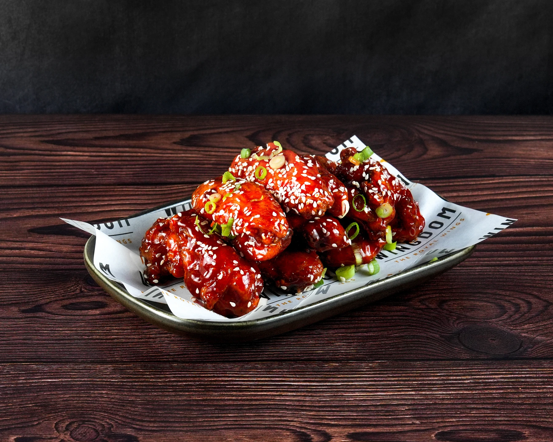Korean Zing glazed wings with spring onions and sesame seeds